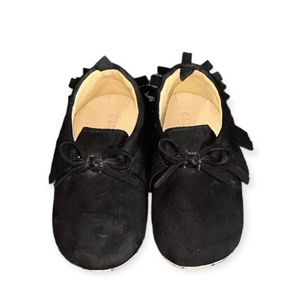 Old Navy Other - Old Navy • Fringe Black Bow Baby Bootie Shoes